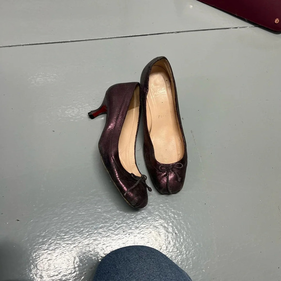 Christian Louboutin Purple Sparkle Kitten Heel Ballet Heels, size 37 - Picture 2 of 11